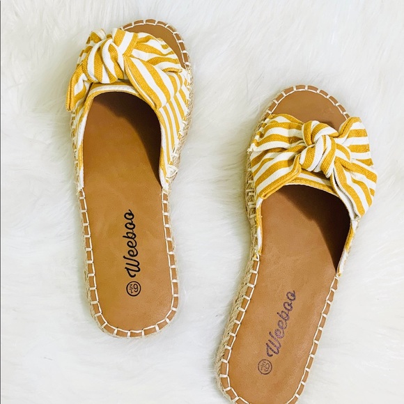 Vegan Yellow Stripe Sandals - Picture 5 of 7